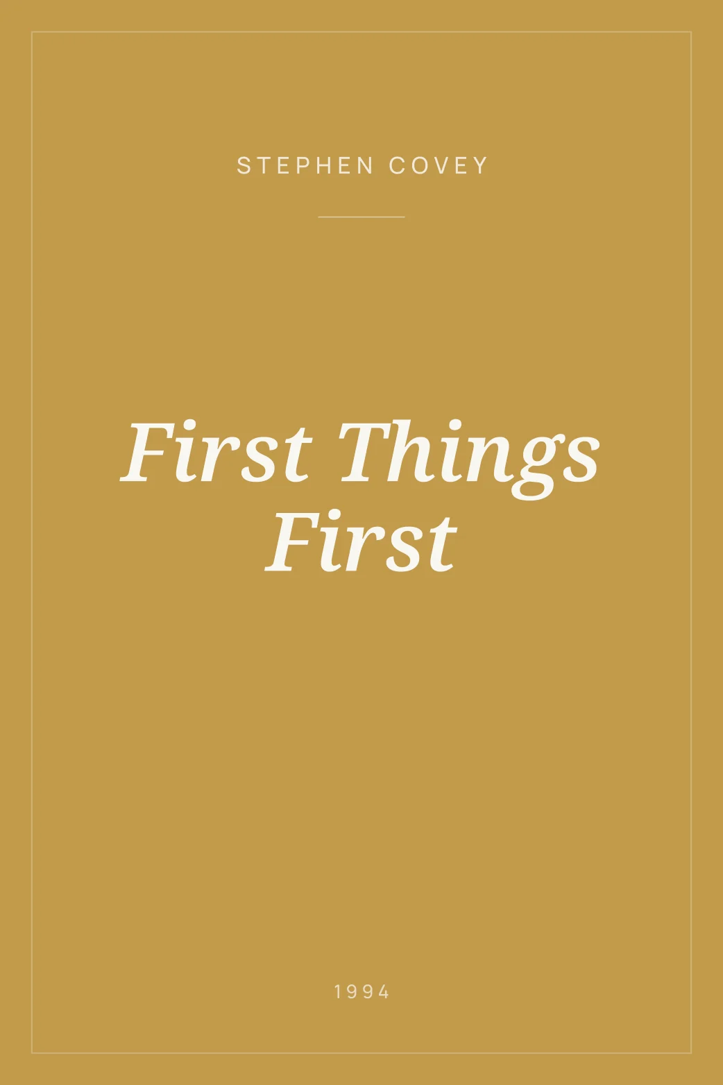 Portada de First Things First