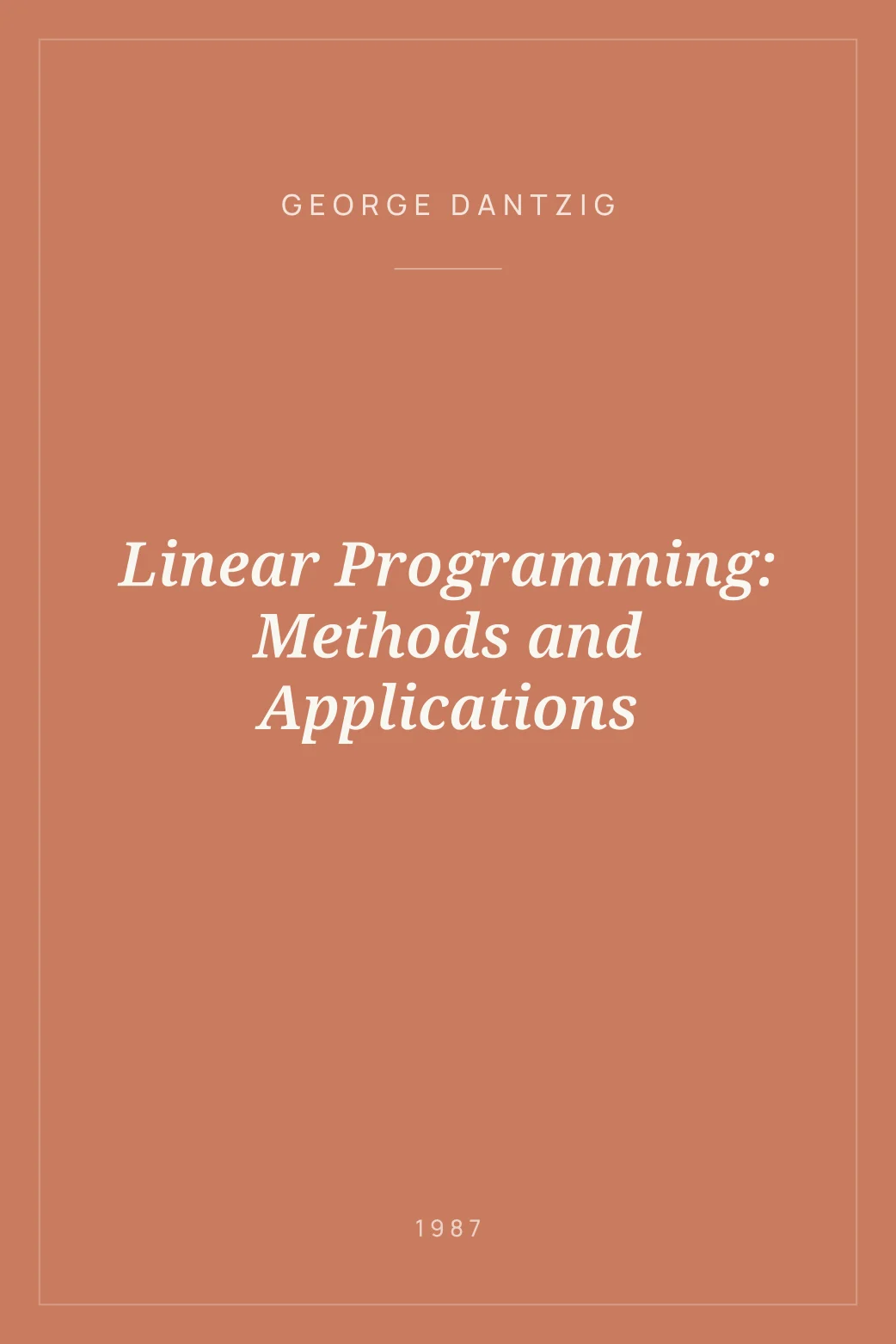 Portada de Linear Programming: Methods and Applications