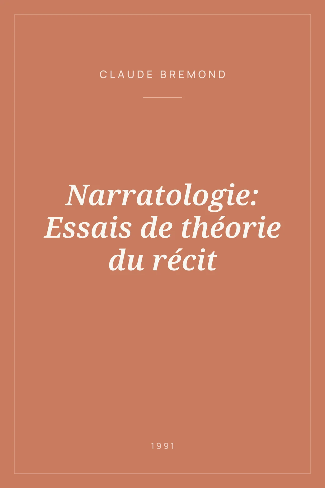 Portada de Narratologie: Essais de théorie du récit