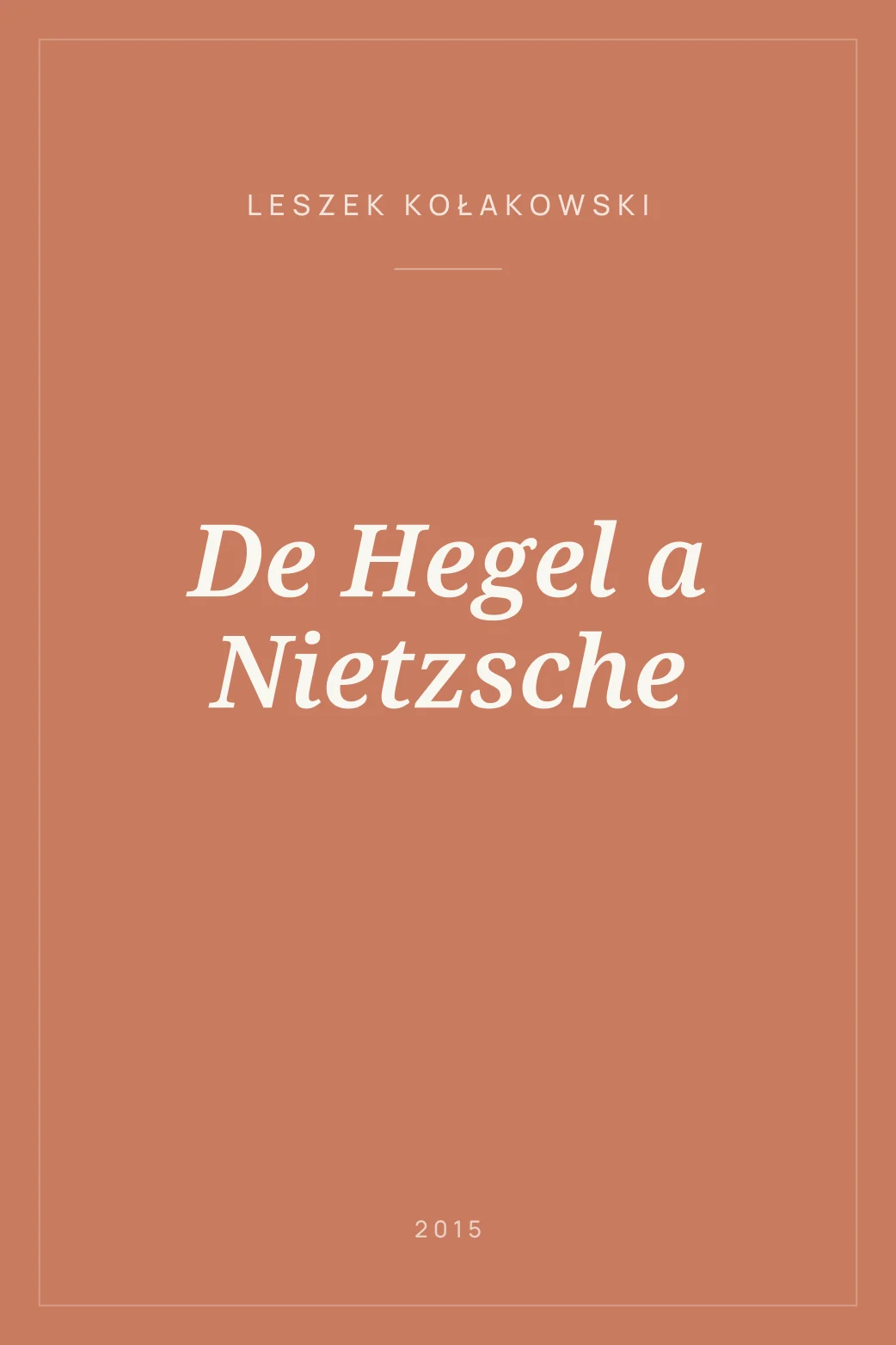 Portada de De Hegel a Nietzsche