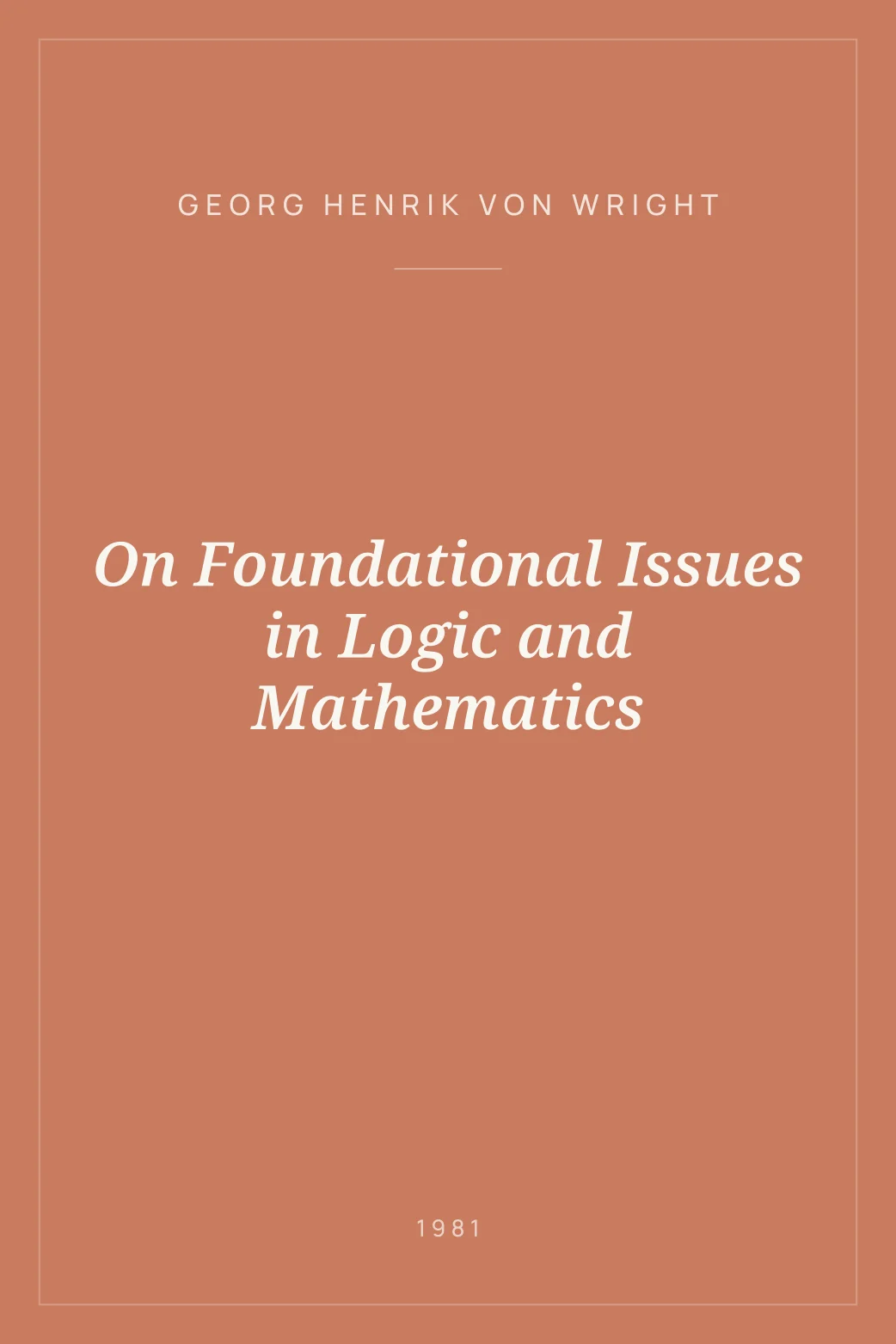 Portada de On Foundational Issues in Logic and Mathematics