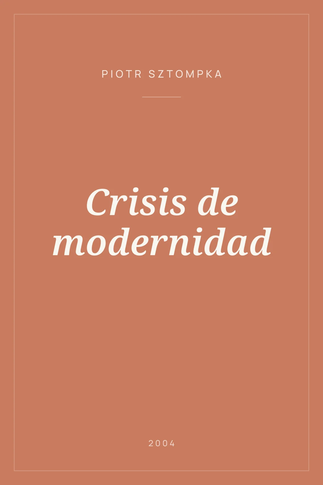 Portada de Crisis de modernidad