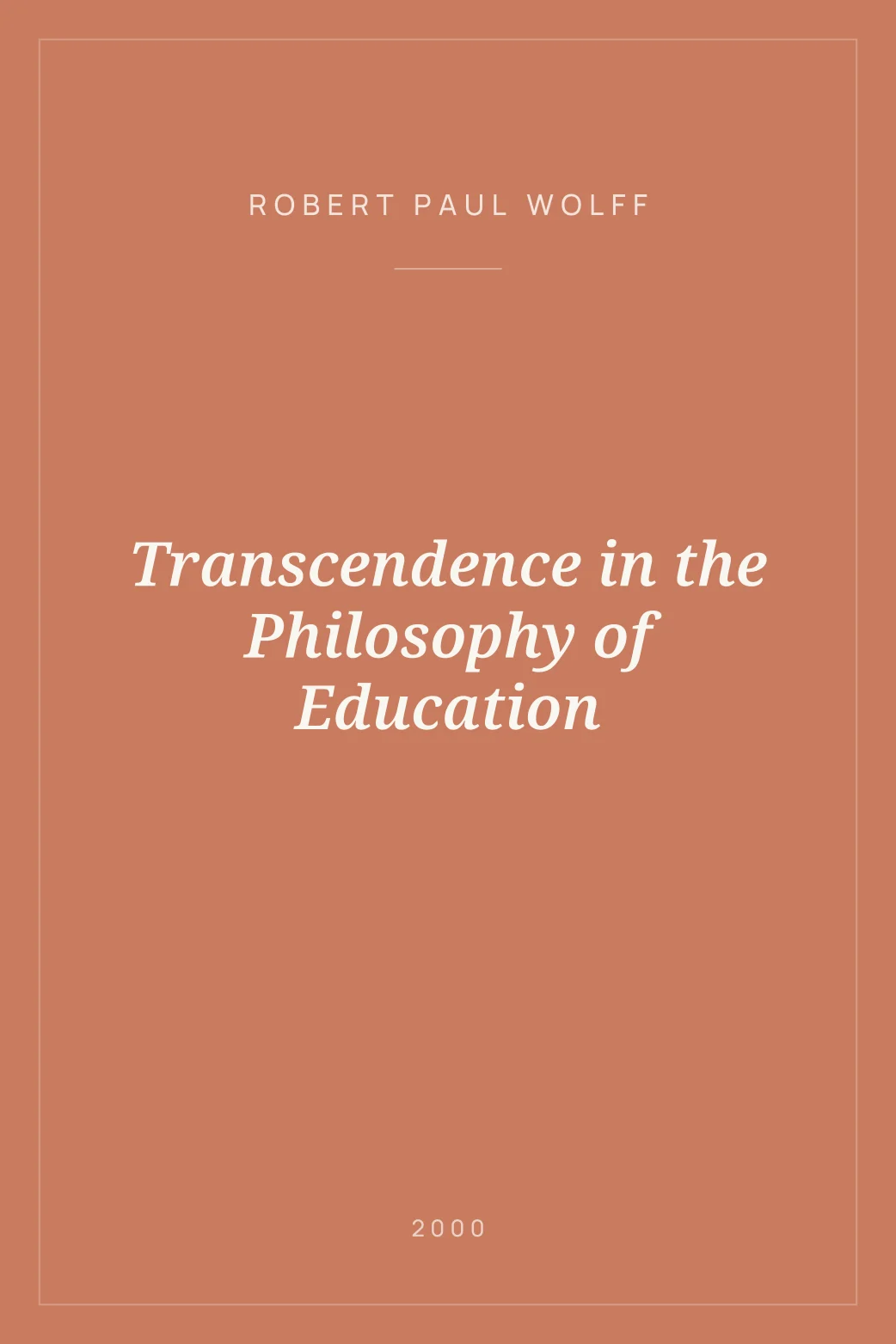 Portada de Transcendence in the Philosophy of Education