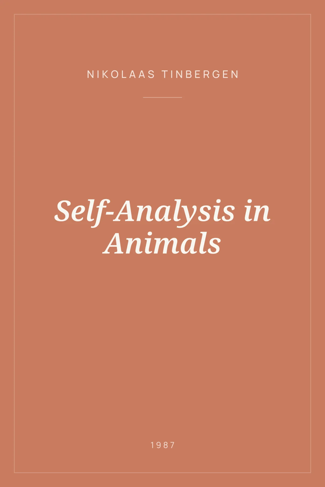 Portada de Self-Analysis in Animals