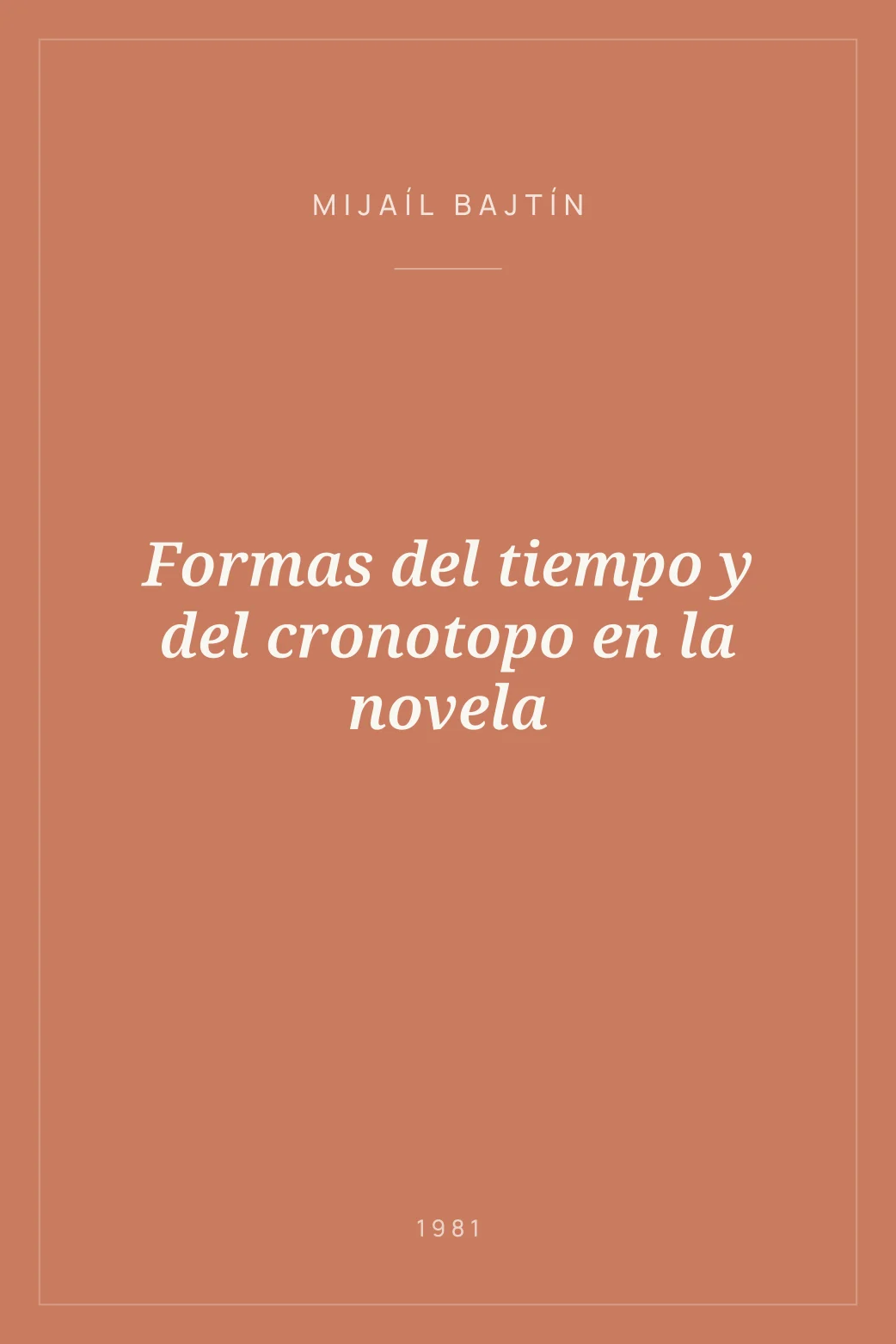 Portada de Formas del tiempo y del cronotopo en la novela