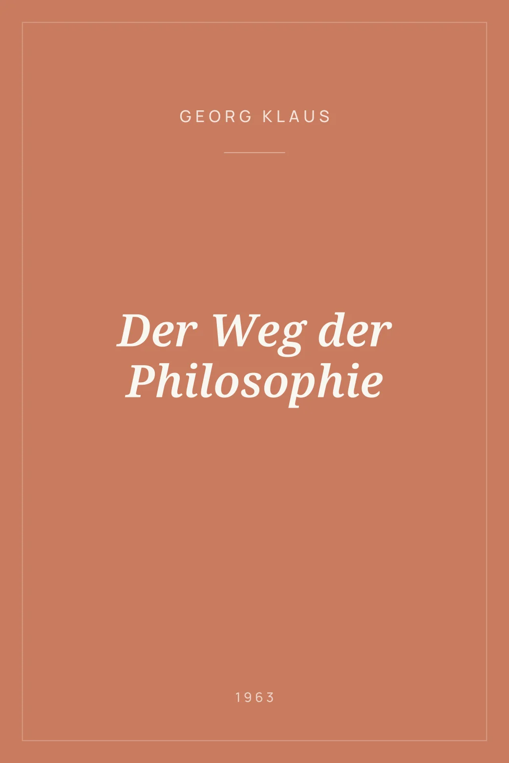 Portada de Der Weg der Philosophie