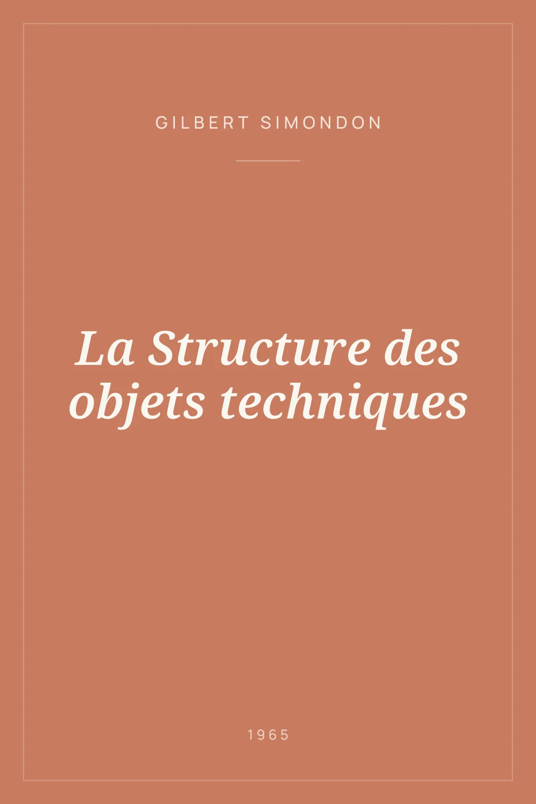 Portada de La Structure des objets techniques