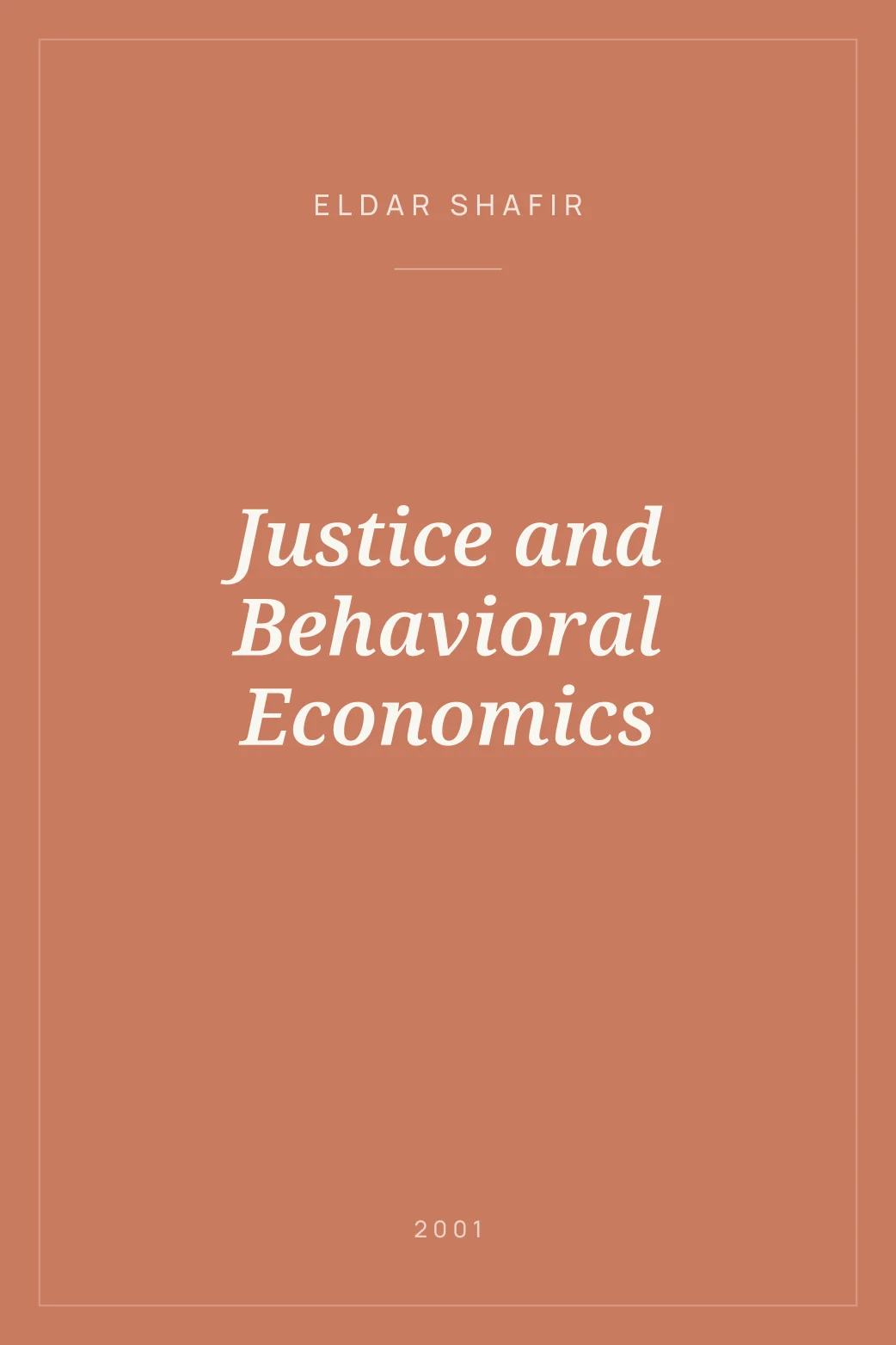 Portada de Justice and Behavioral Economics