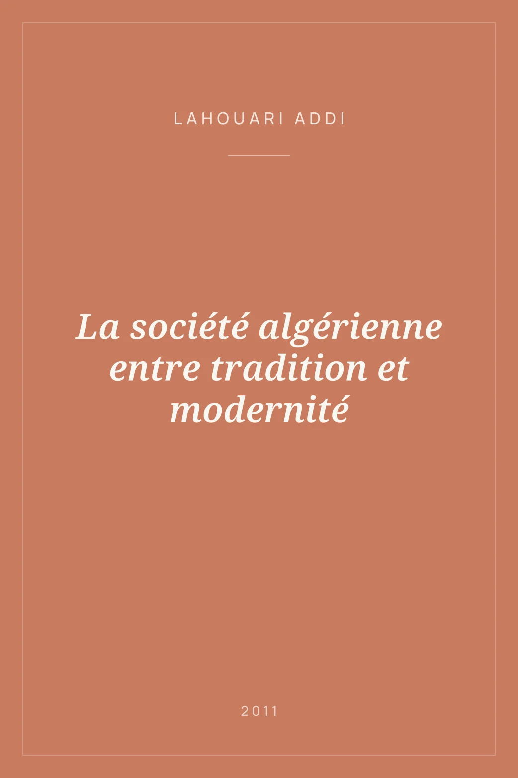 Portada de La société algérienne entre tradition et modernité