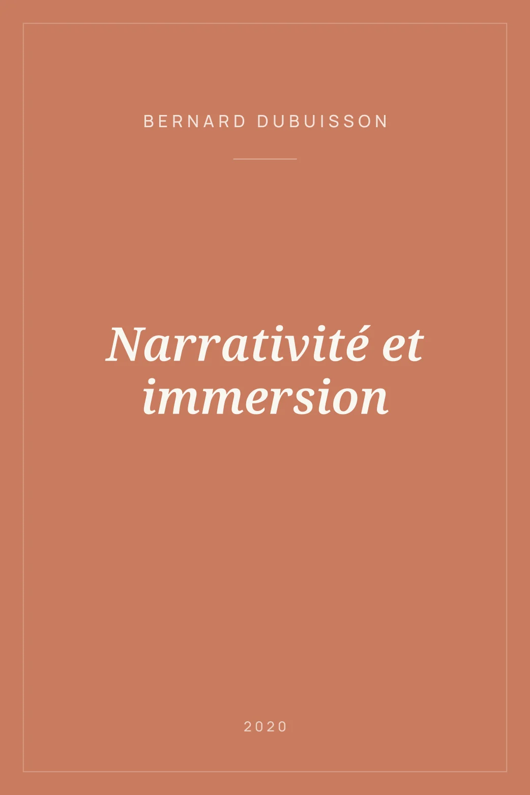 Portada de Narrativité et immersion