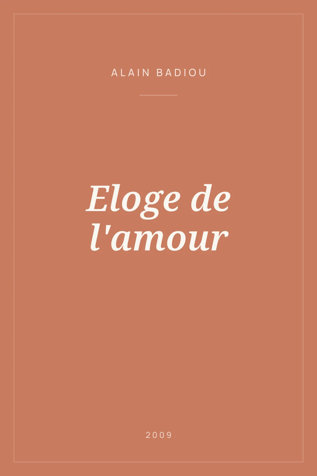 Portada de Eloge de l'amour
