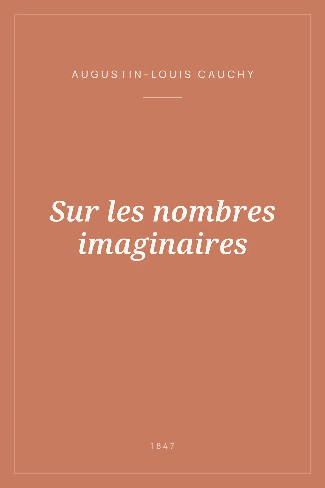 Portada de Sur les nombres imaginaires