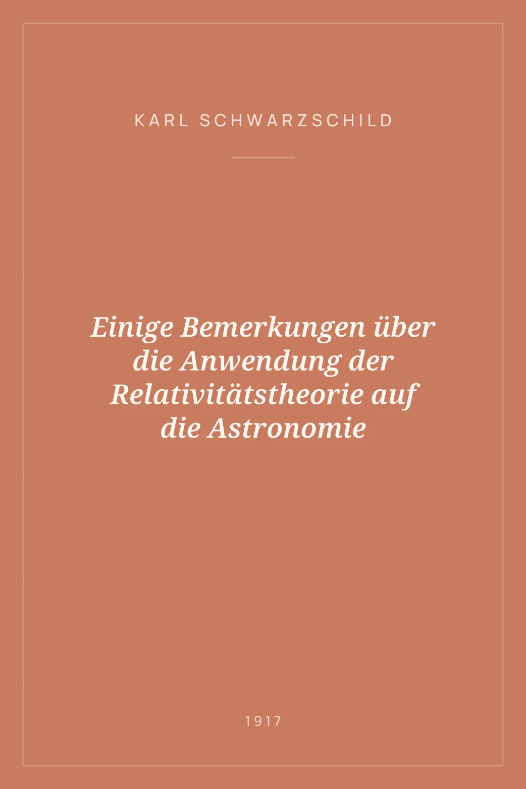 Portada de Einige Bemerkungen über die Anwendung der Relativitätstheorie auf die Astronomie