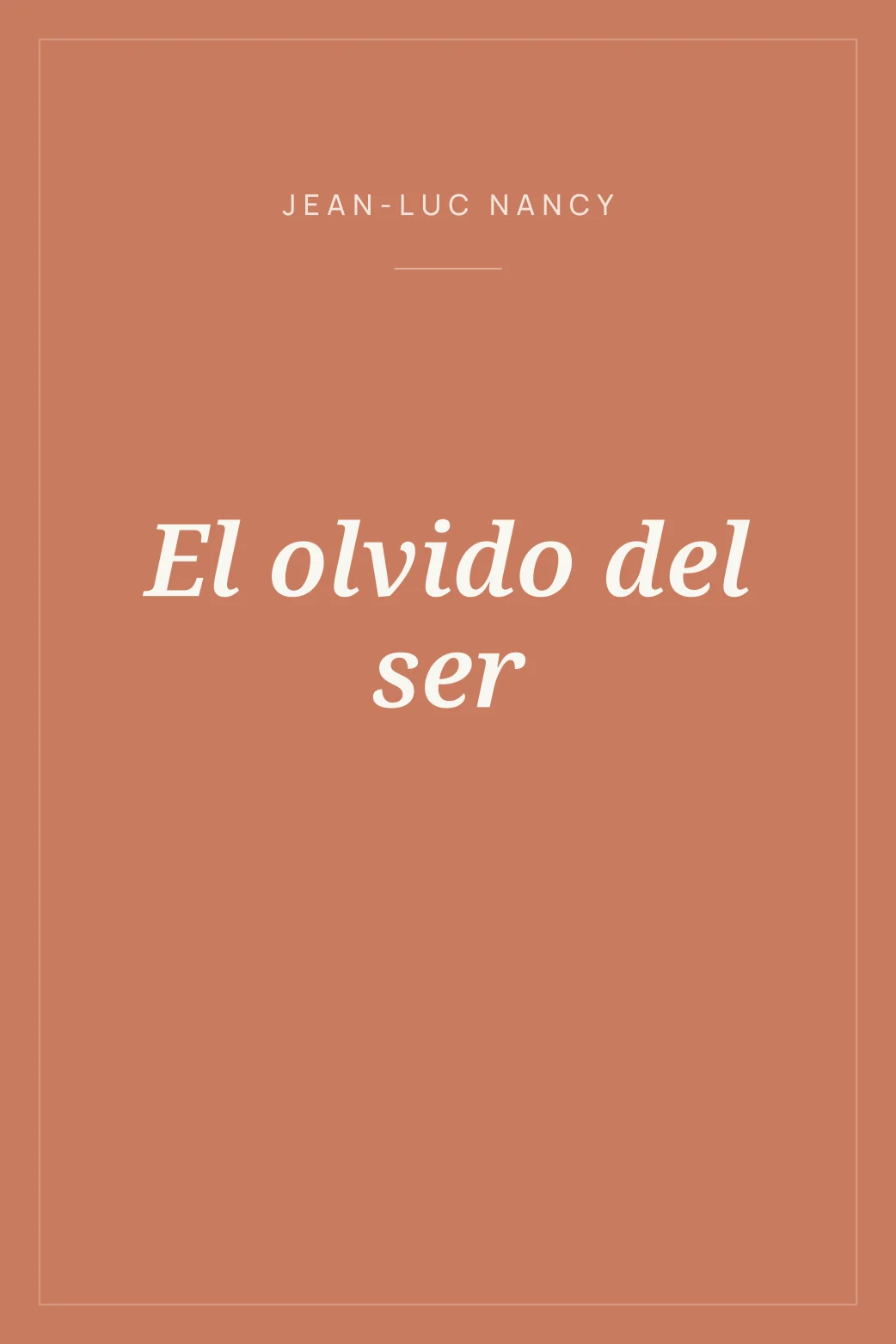 Portada de El olvido del ser