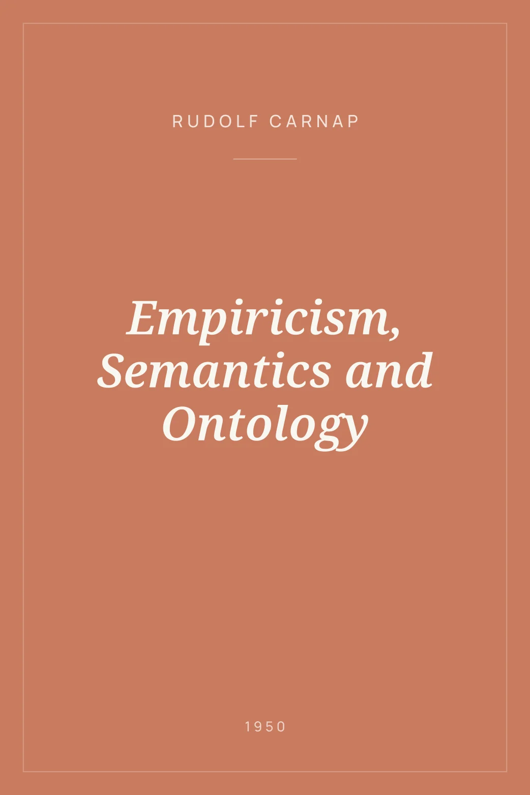 Portada de Empiricism, Semantics and Ontology