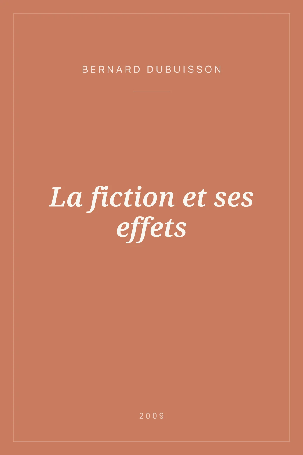 Portada de La fiction et ses effets