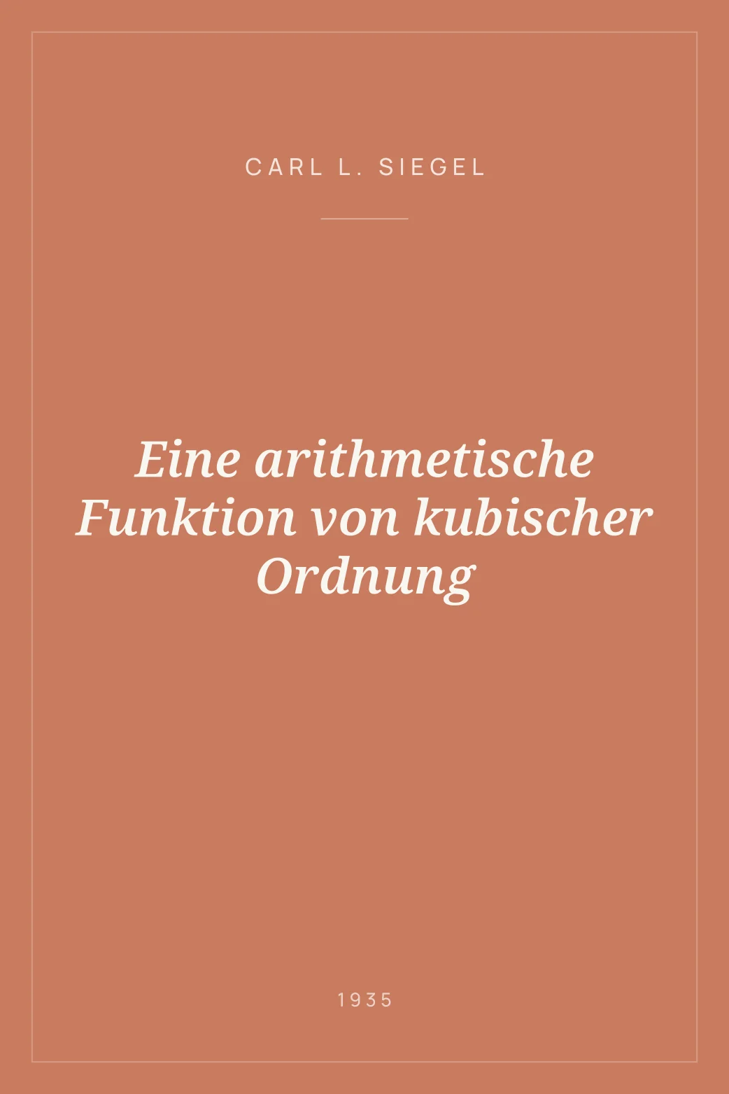 Portada de Eine arithmetische Funktion von kubischer Ordnung