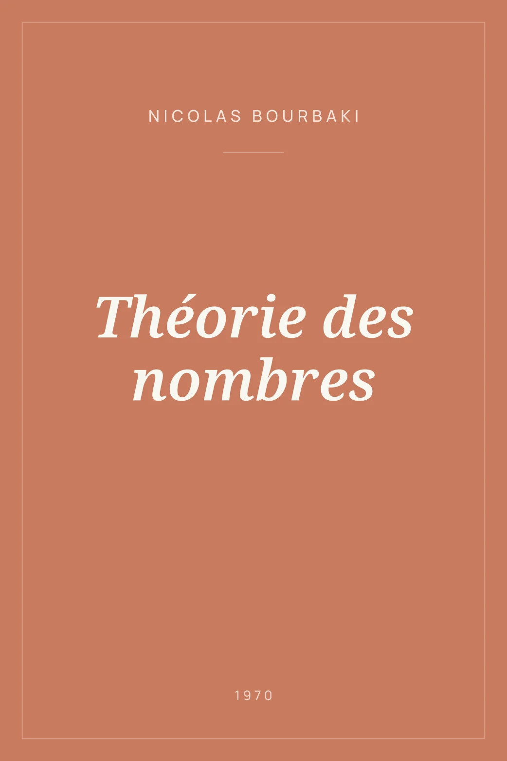 Portada de Théorie des nombres