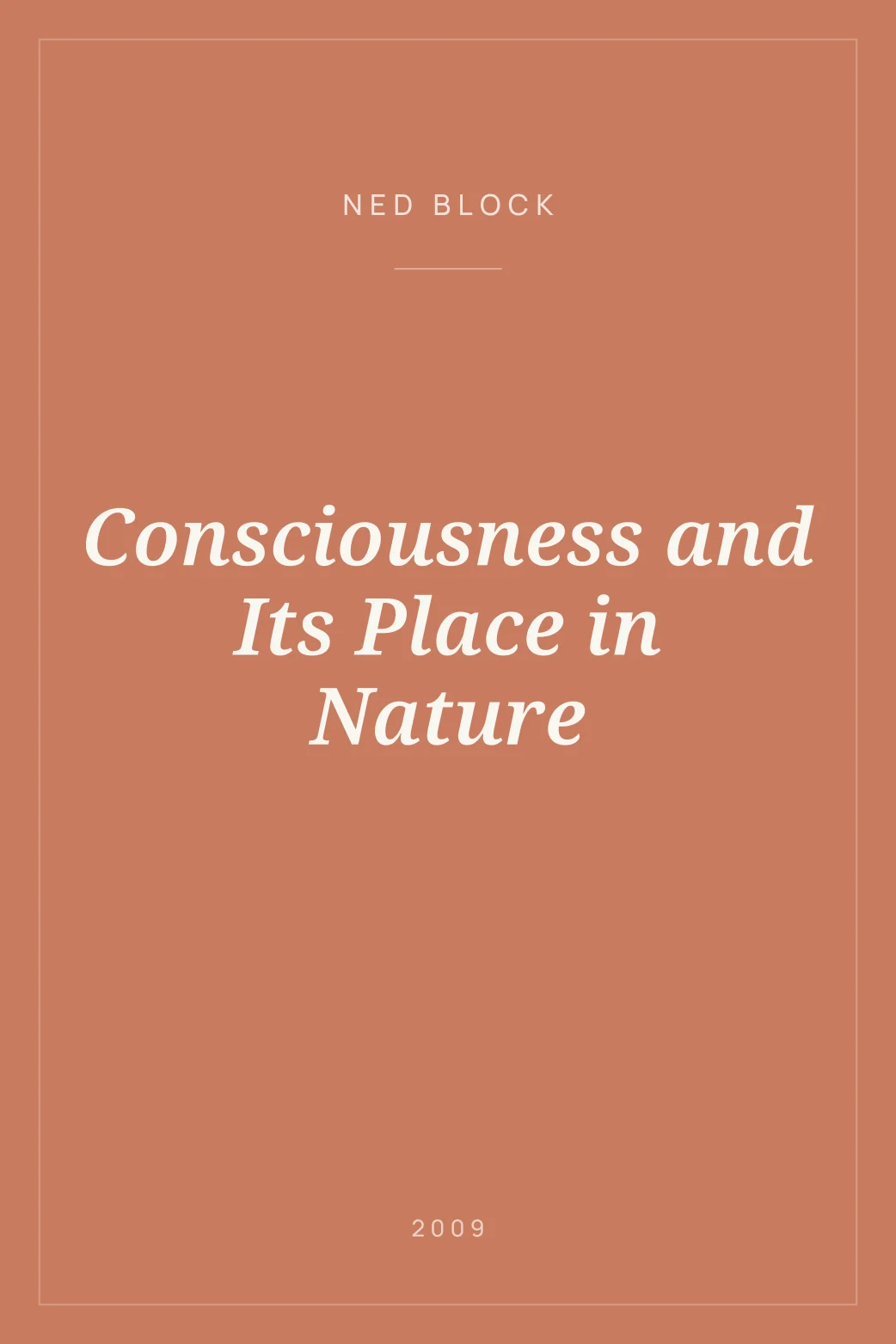 Portada de Consciousness and Its Place in Nature