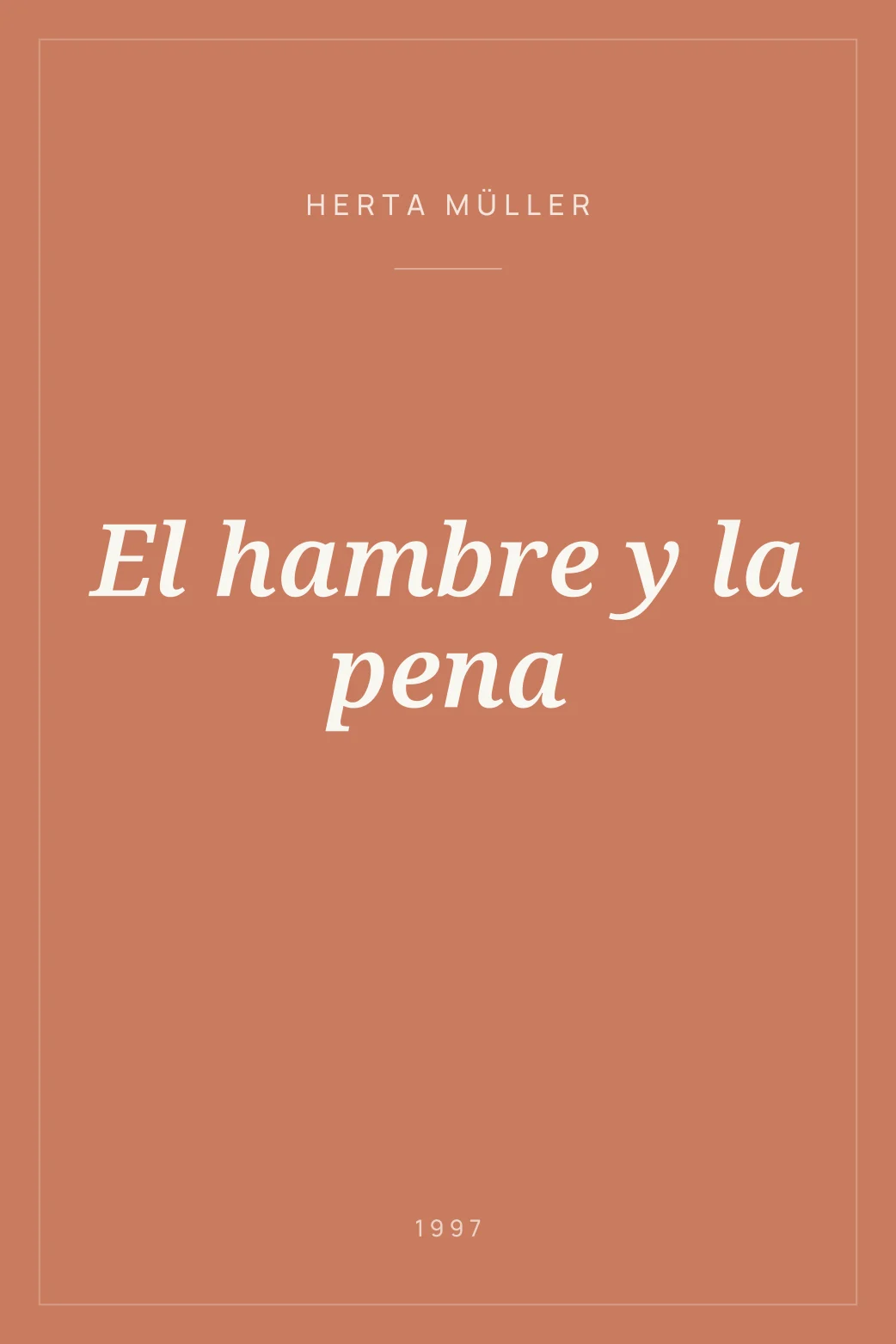 Portada de El hambre y la pena