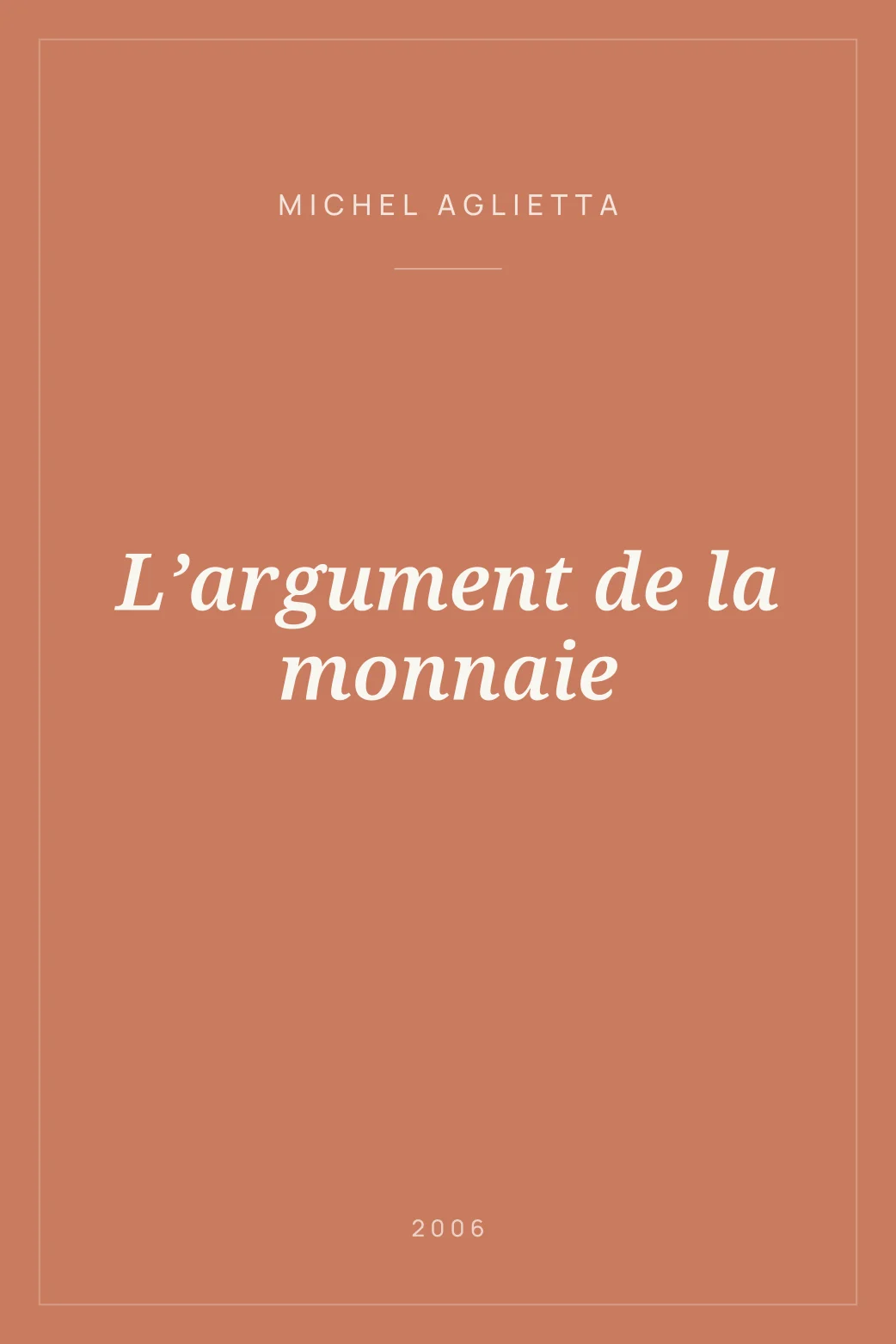 Portada de L’argument de la monnaie