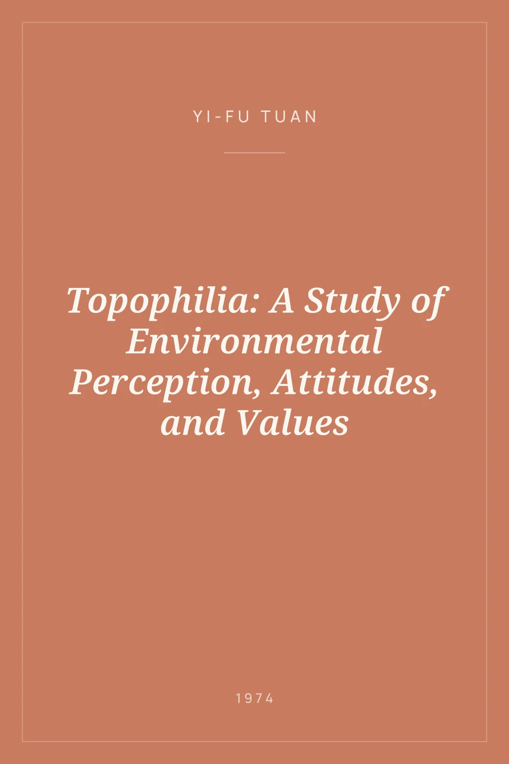 Portada de Topophilia: A Study of Environmental Perception, Attitudes, and Values