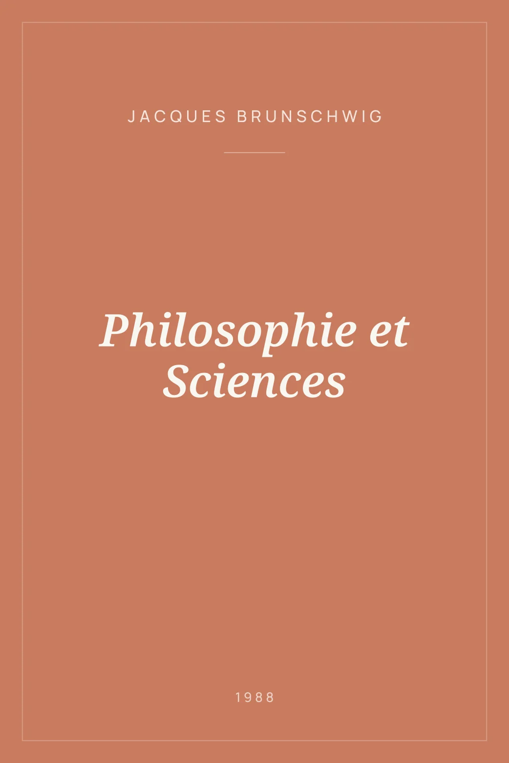 Portada de Philosophie et Sciences