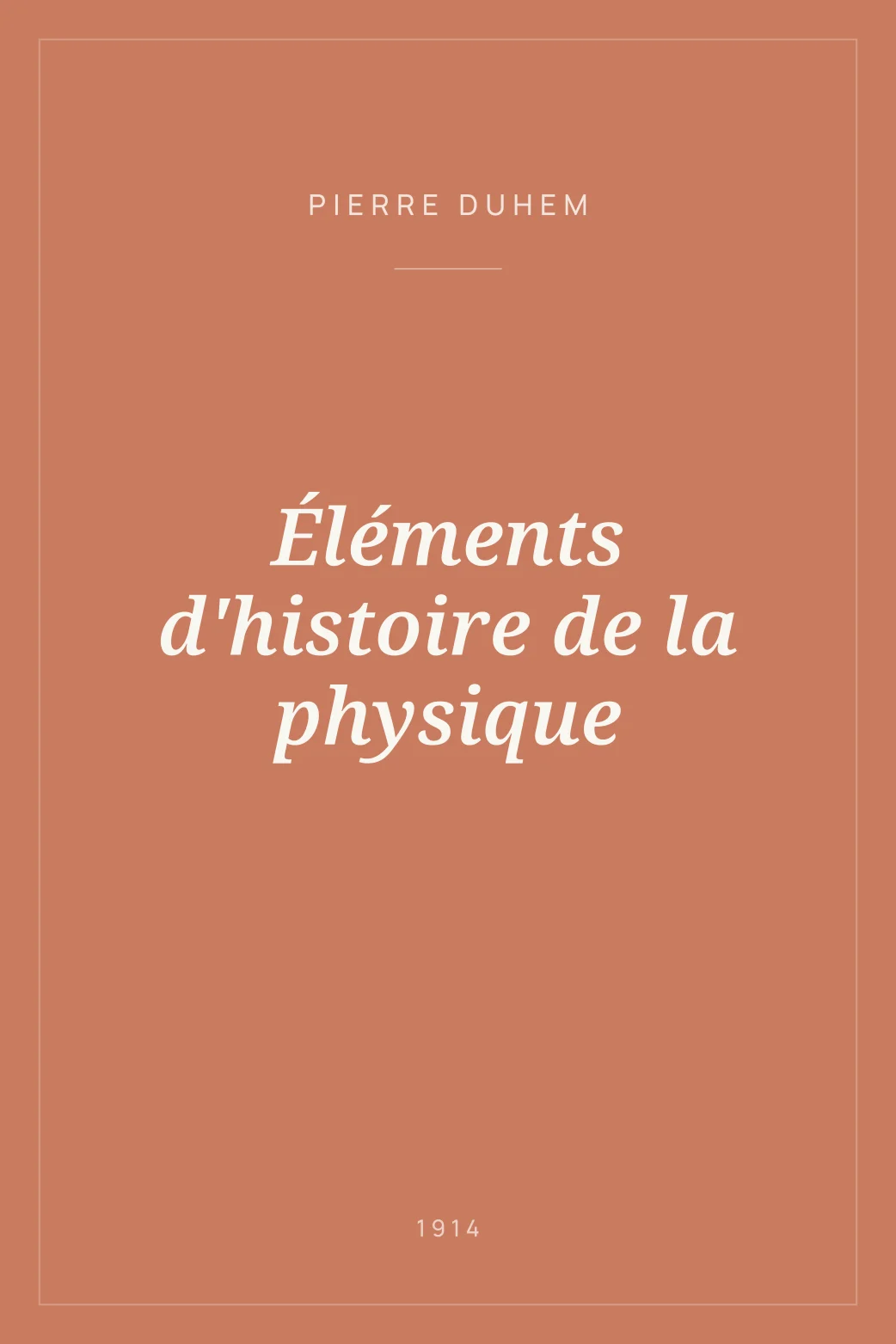 Portada de Éléments d'histoire de la physique