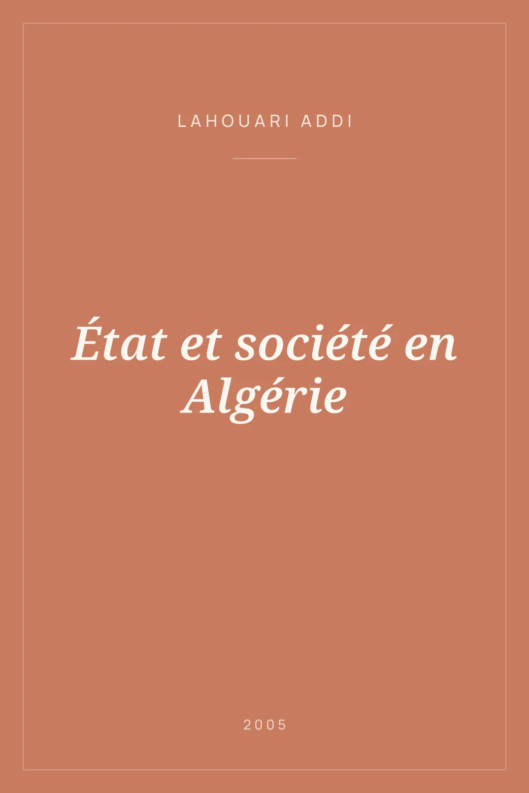 Portada de État et société en Algérie