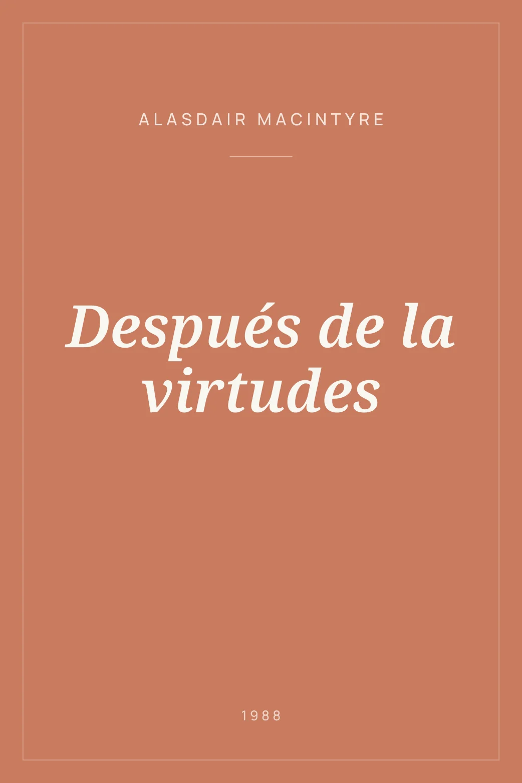 Portada de Después de la virtudes