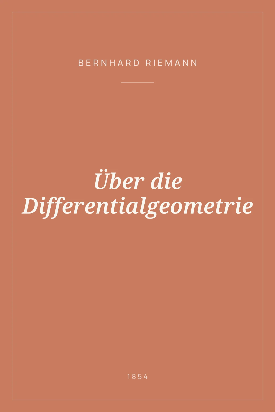Portada de Über die Differentialgeometrie