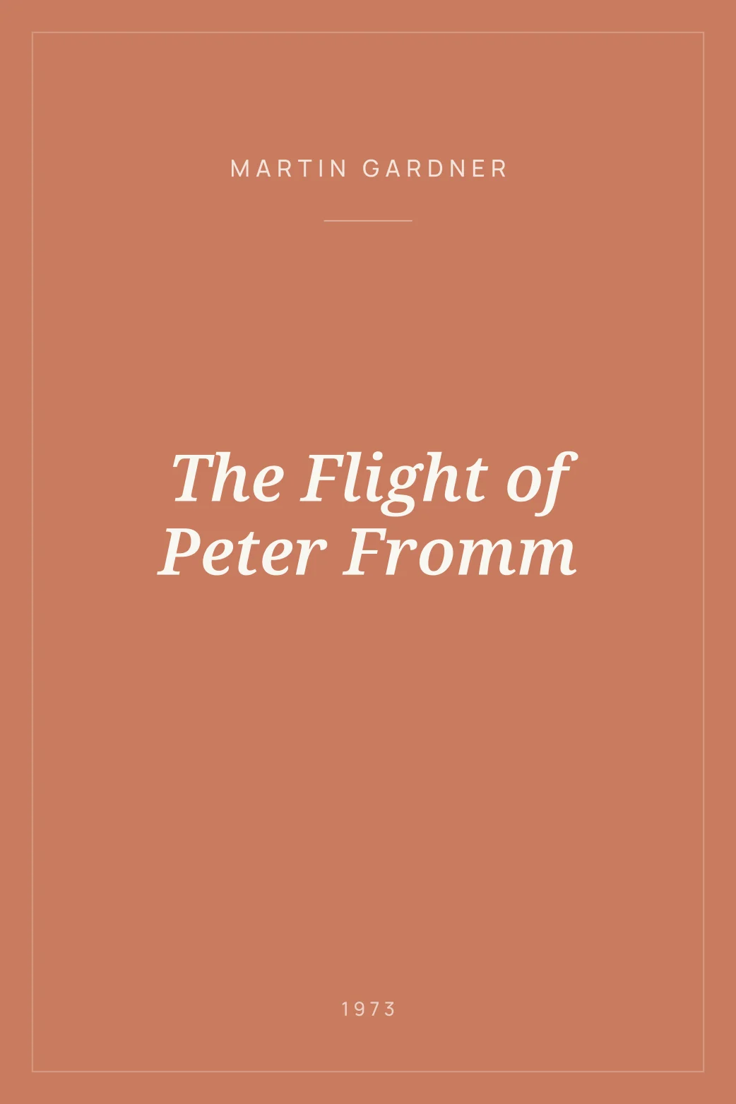 Portada de The Flight of Peter Fromm
