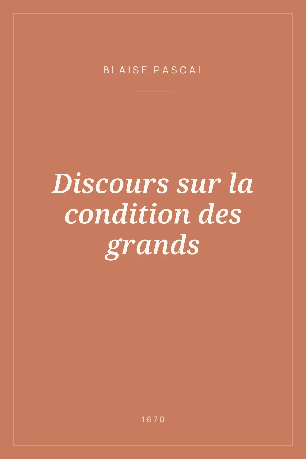 Portada de Discours sur la condition des grands