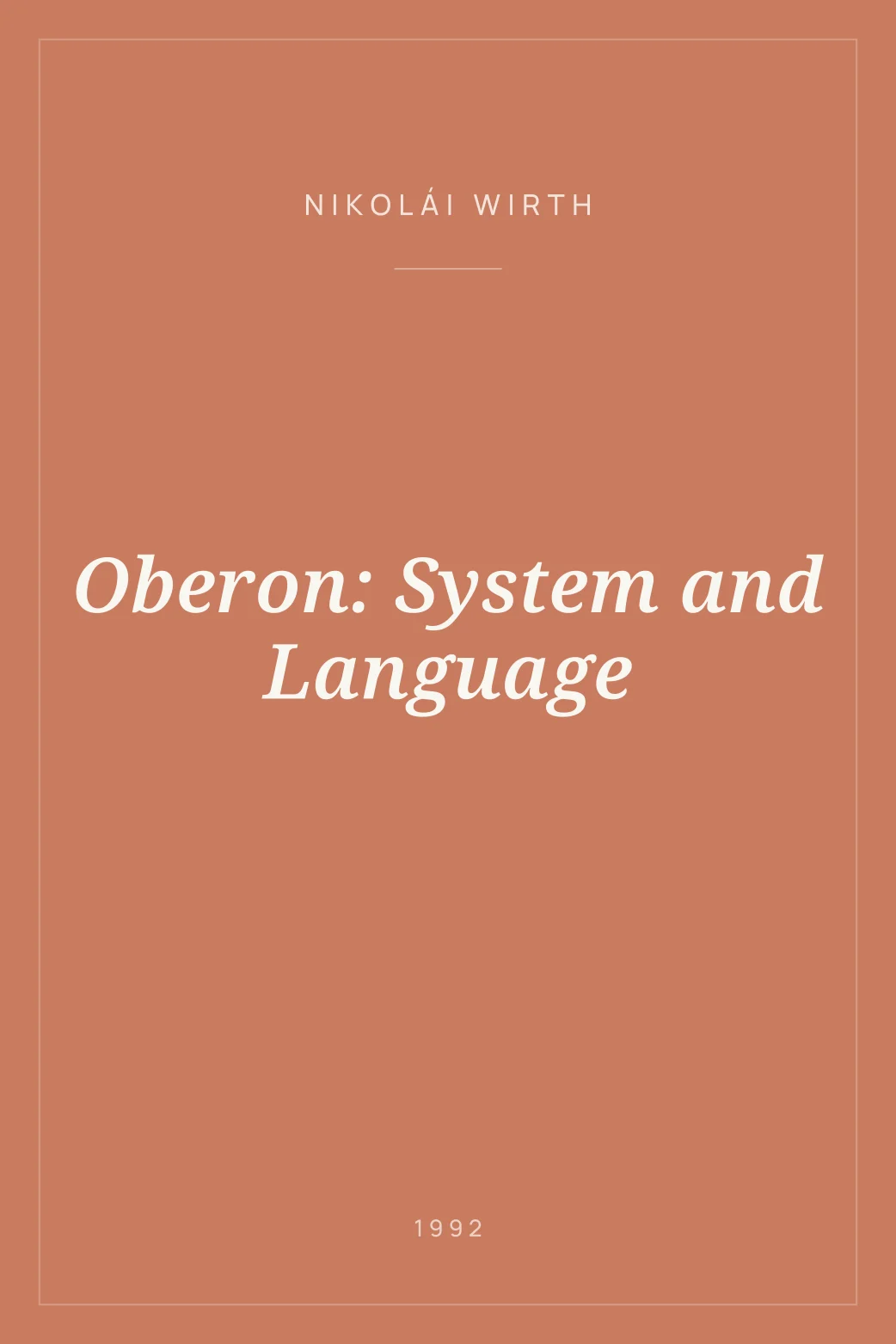 Portada de Oberon: System and Language