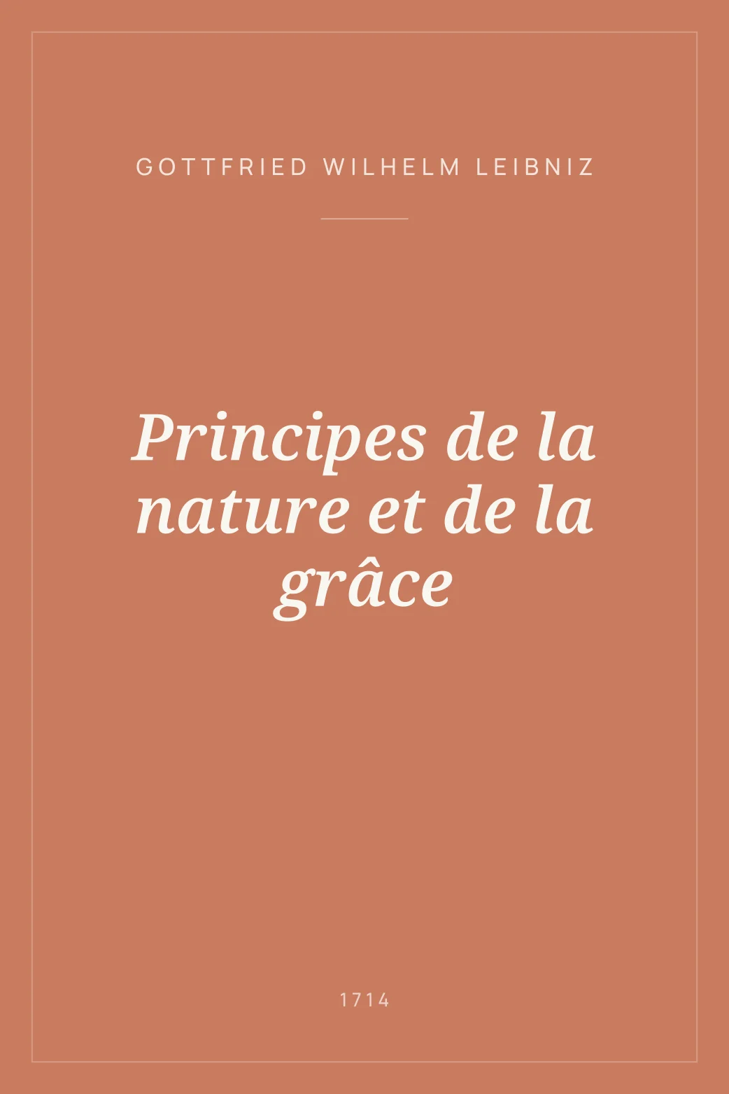 Portada de Principes de la nature et de la grâce