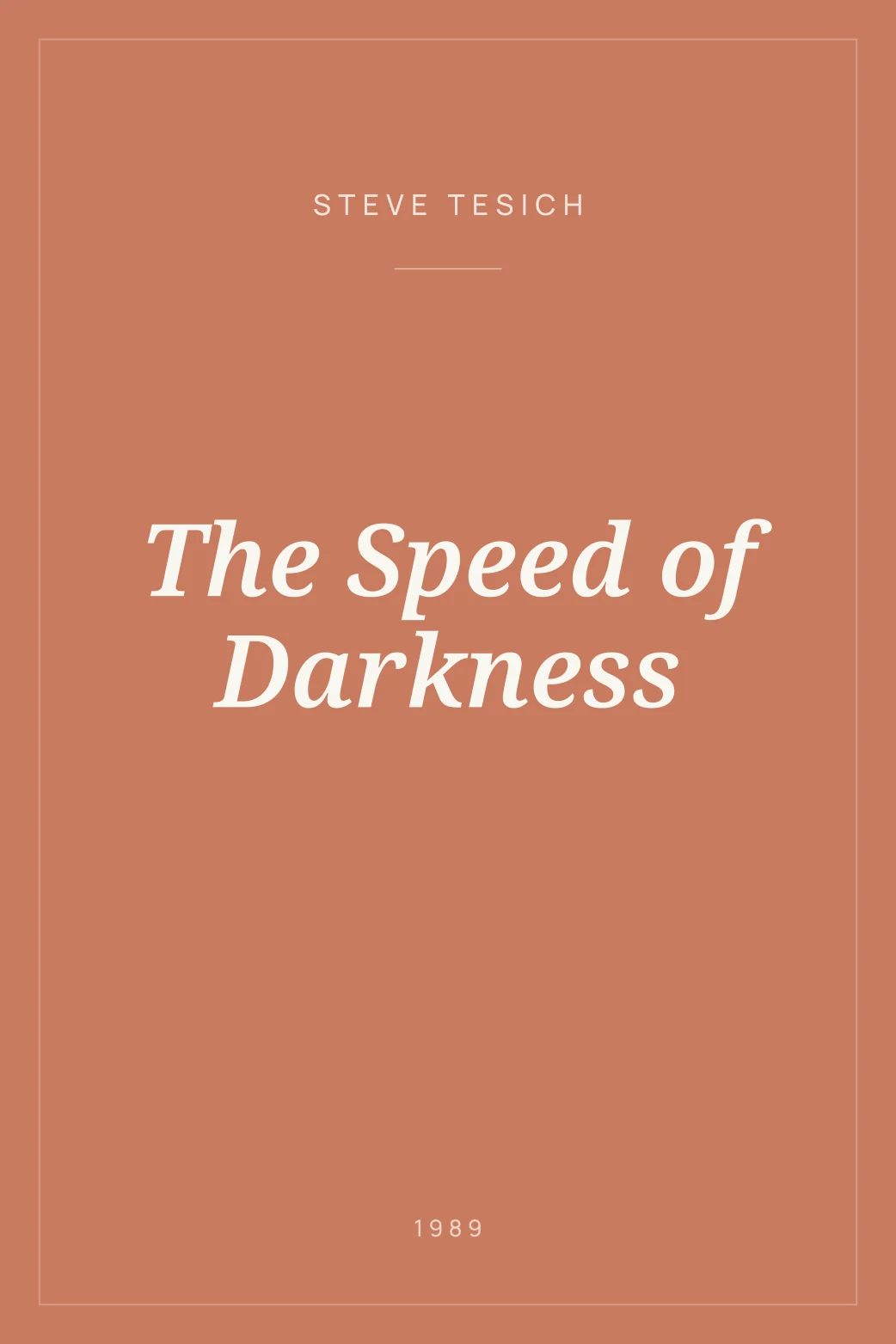 Portada de The Speed of Darkness