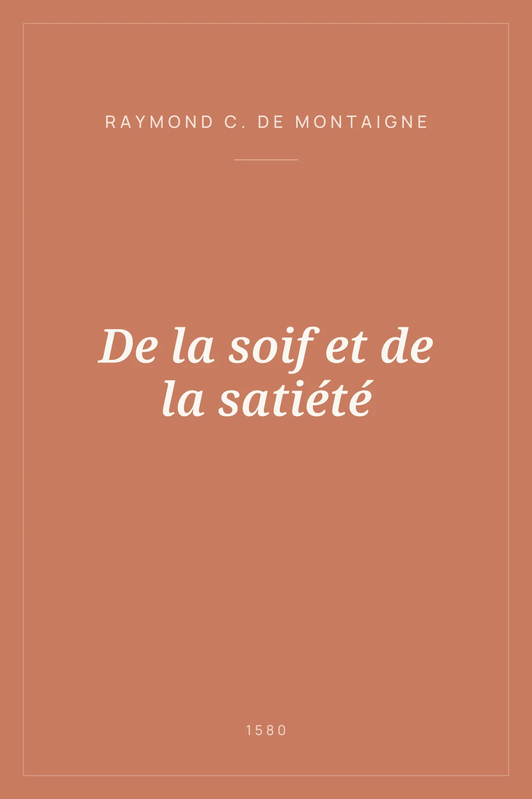 Portada de De la soif et de la satiété
