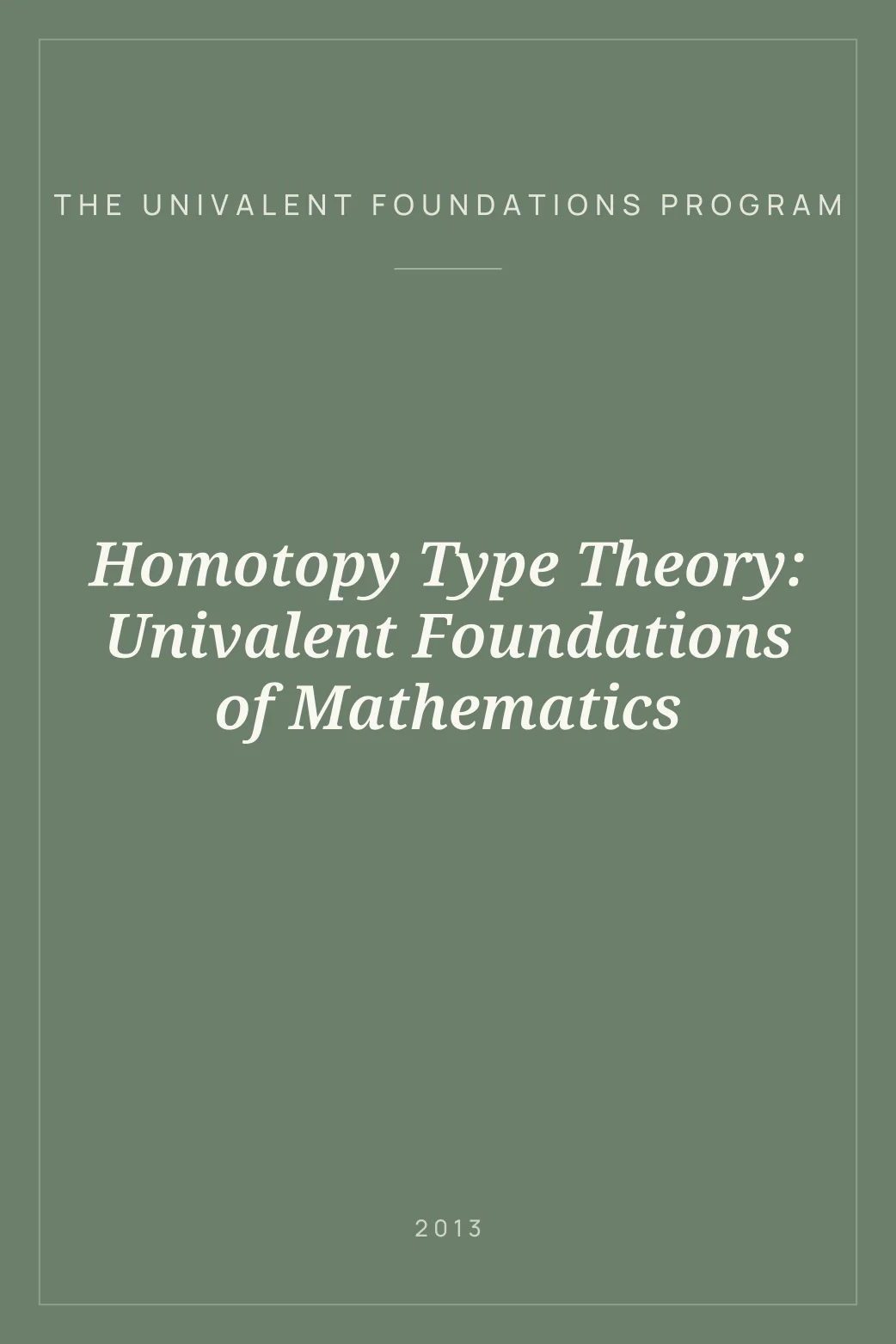 Portada de Homotopy Type Theory: Univalent Foundations of Mathematics