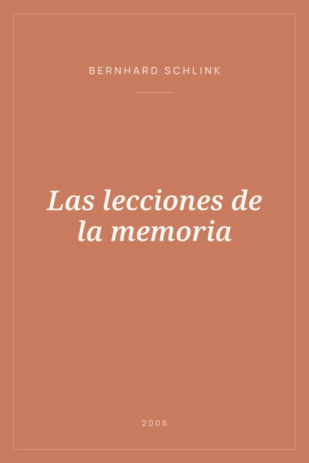 Portada de Las lecciones de la memoria