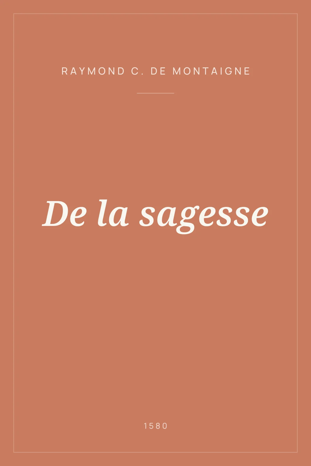 Portada de De la sagesse