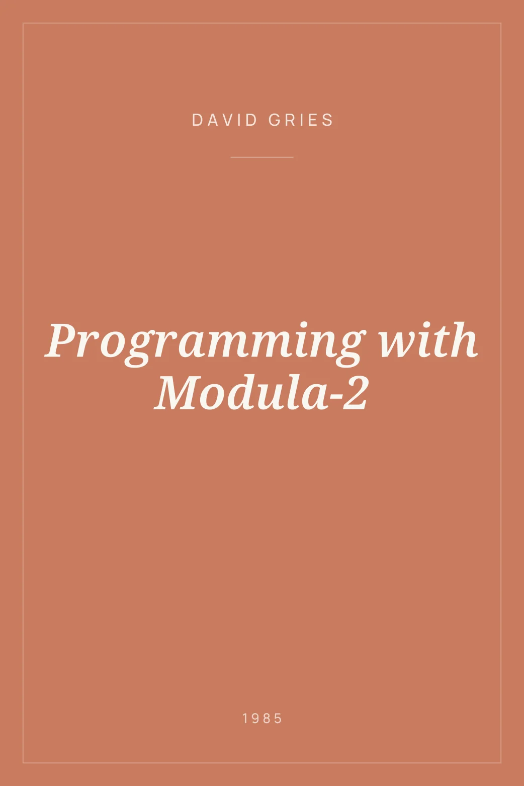 Portada de Programming with Modula-2
