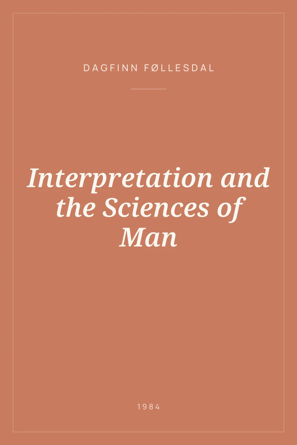 Portada de Interpretation and the Sciences of Man