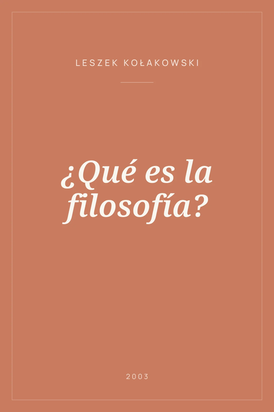 Portada de ¿Qué es la filosofía?