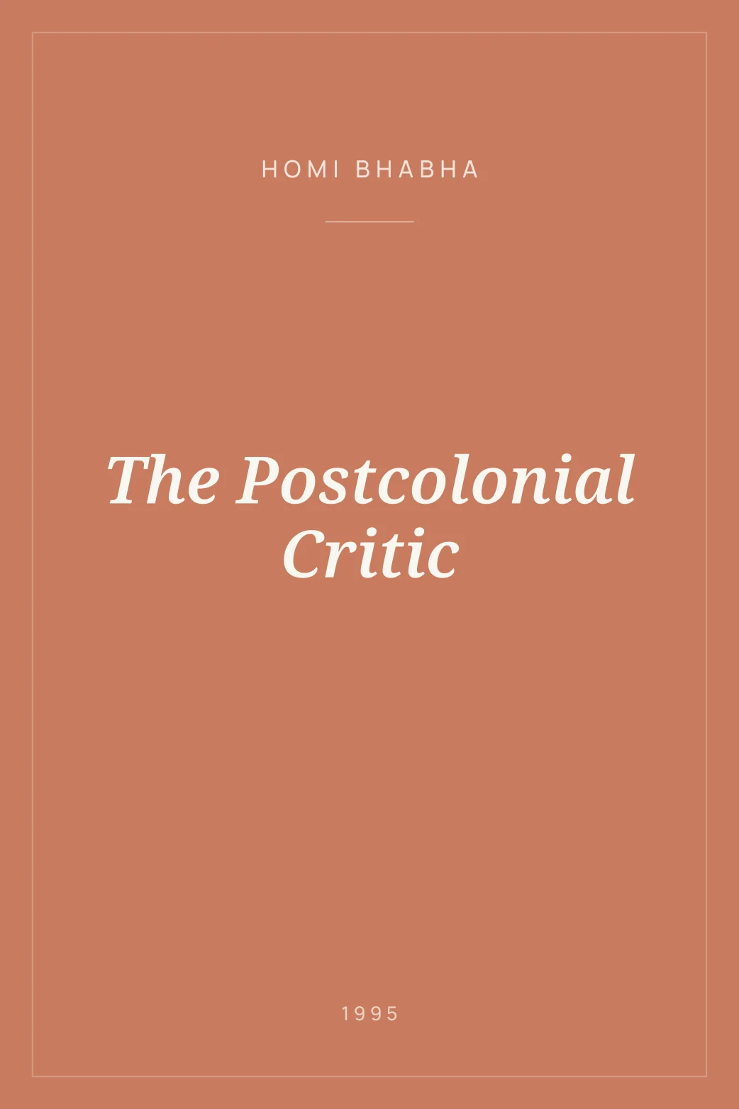 Portada de The Postcolonial Critic