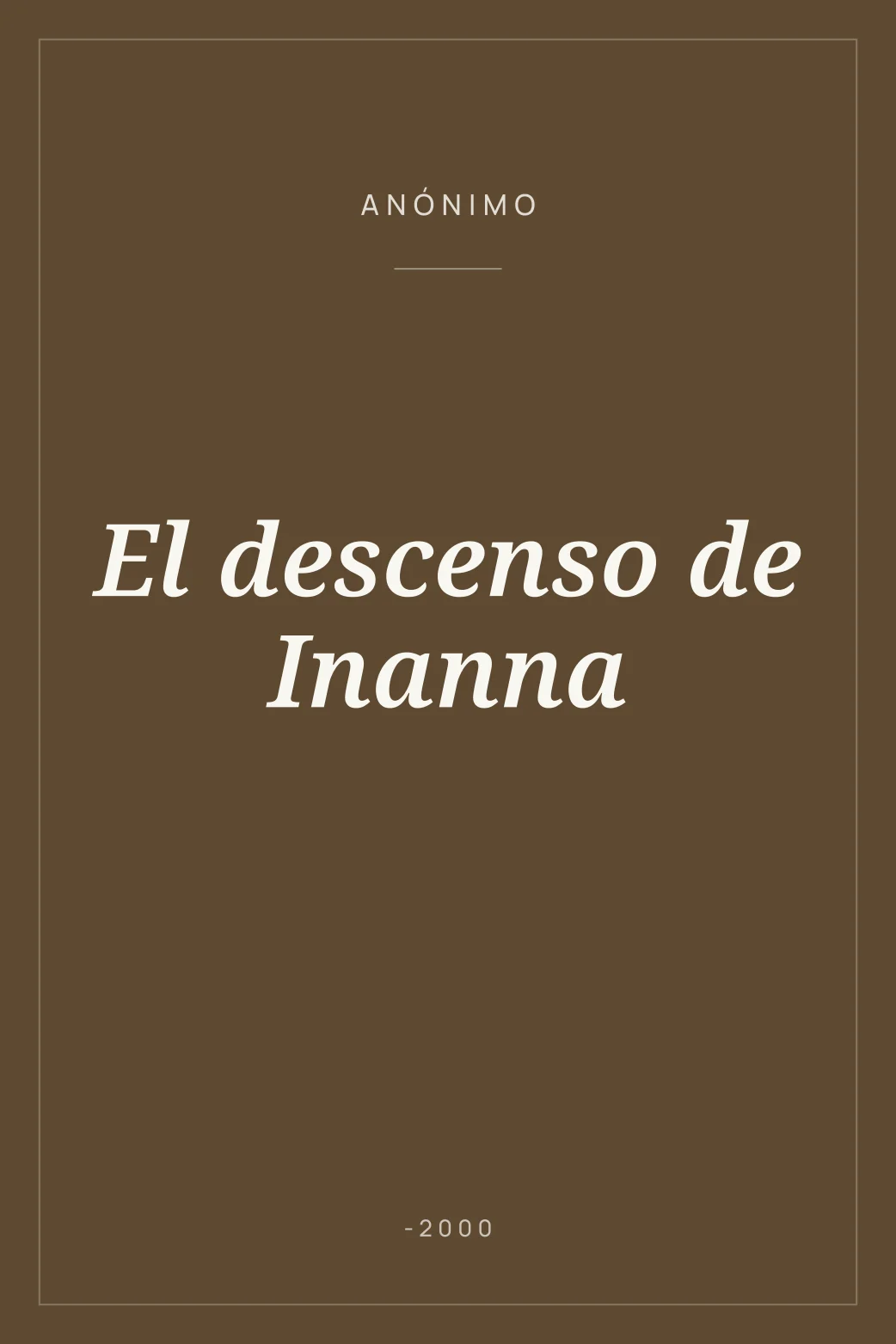 Portada de El descenso de Inanna