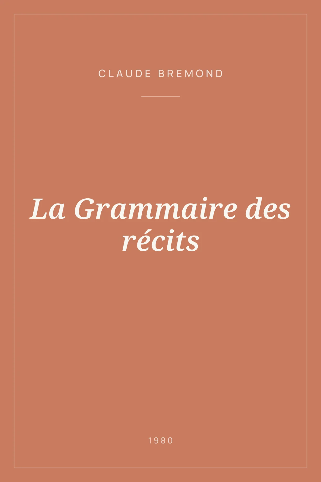 Portada de La Grammaire des récits