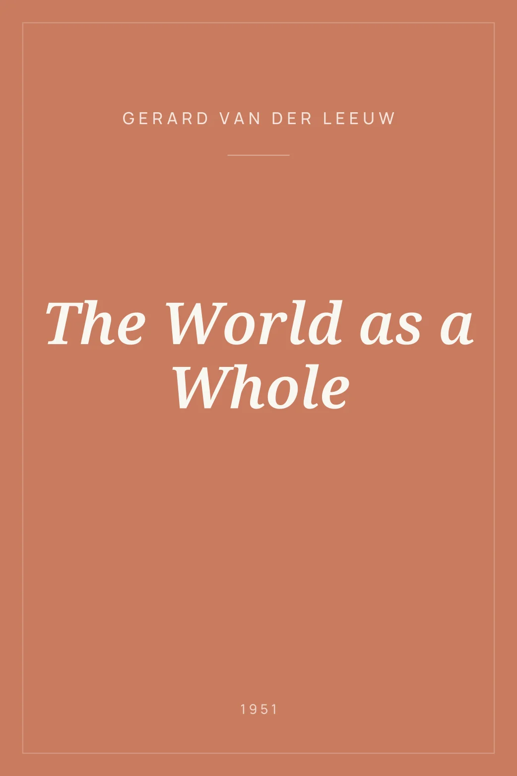 Portada de The World as a Whole