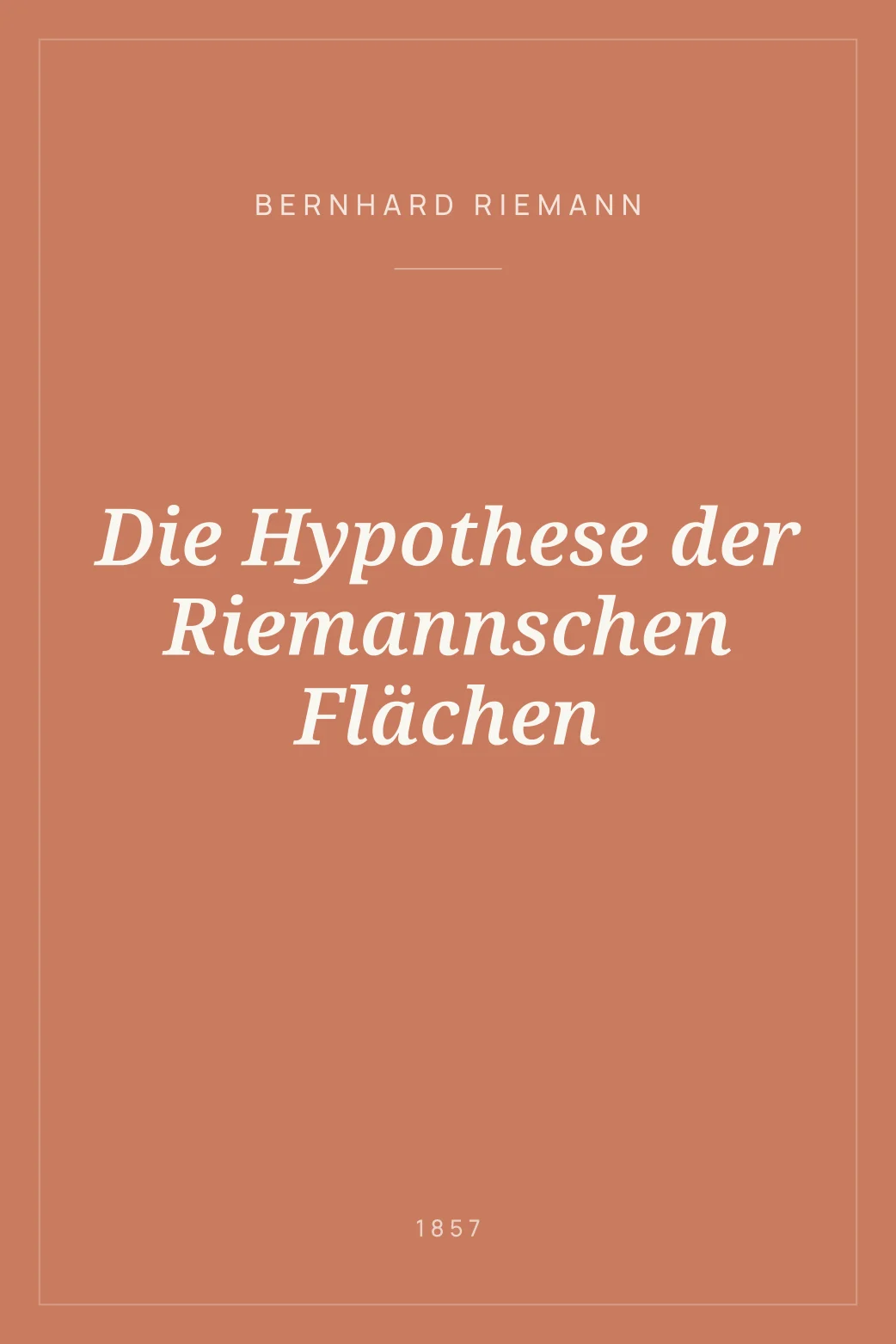 Portada de Die Hypothese der Riemannschen Flächen