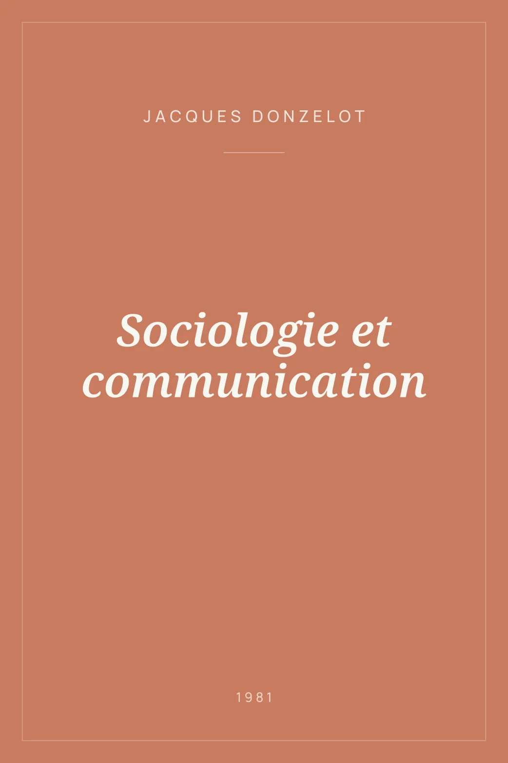 Portada de Sociologie et communication