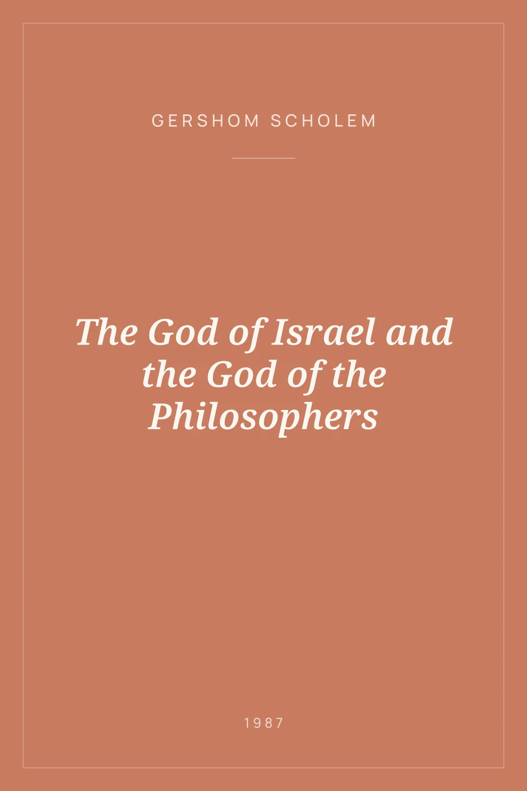 Portada de The God of Israel and the God of the Philosophers